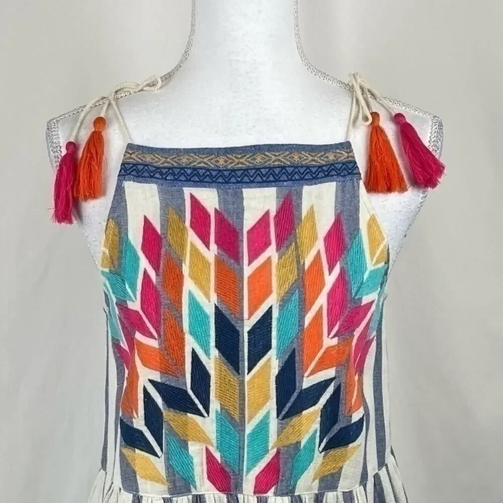 Altar’d State‎ Blue White Striped Cotton Dress NWOT Size S Bohemian Festival - Picture 3 of 11